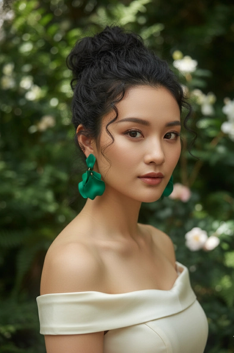 Bông tai lá xanh boho thời trang Hity