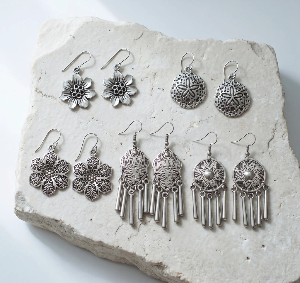 Bông tai chạm khắc filligree thép không gỉ thời trang Hity