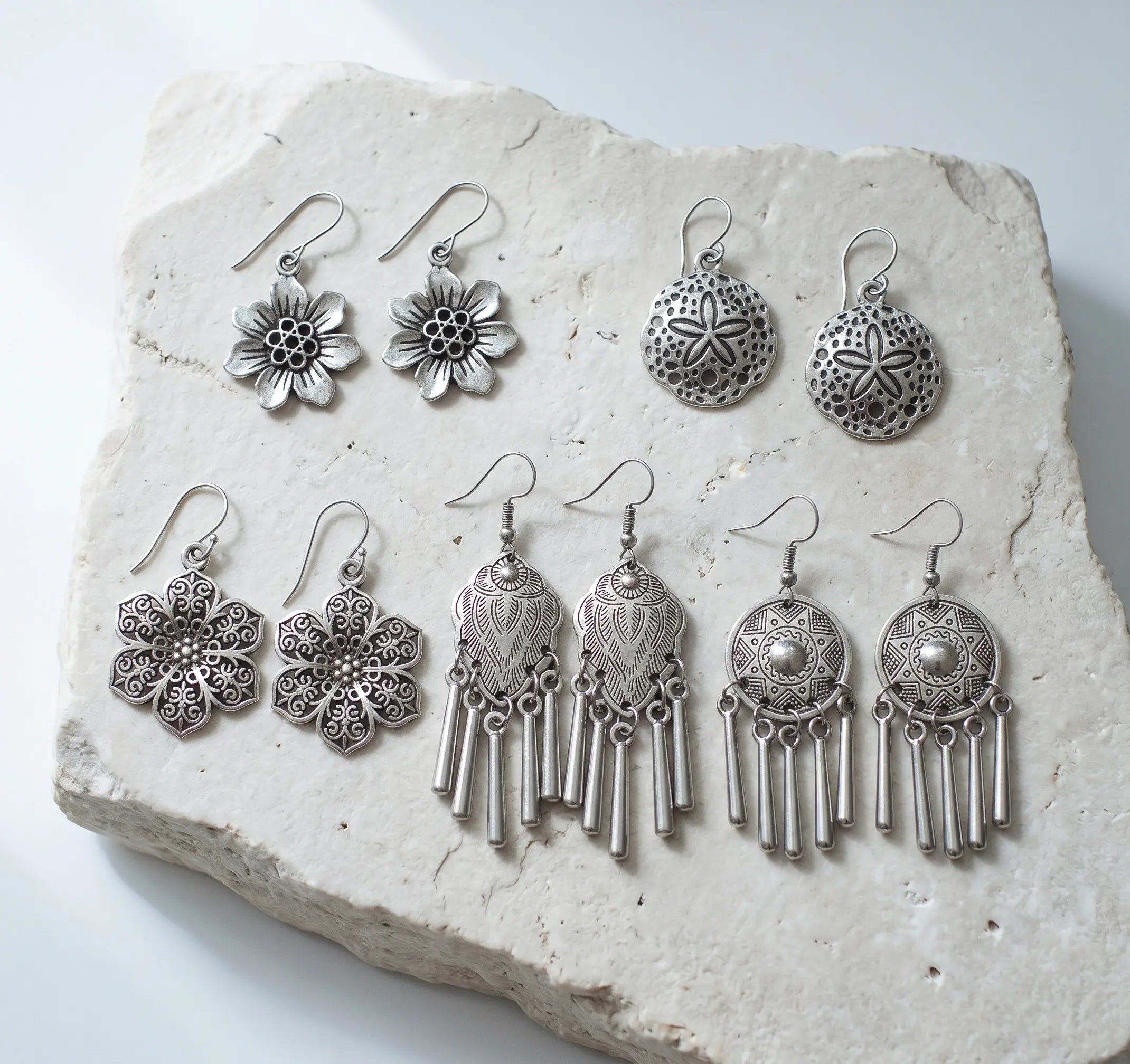 Bông tai chạm khắc filligree thép không gỉ thời trang Hity