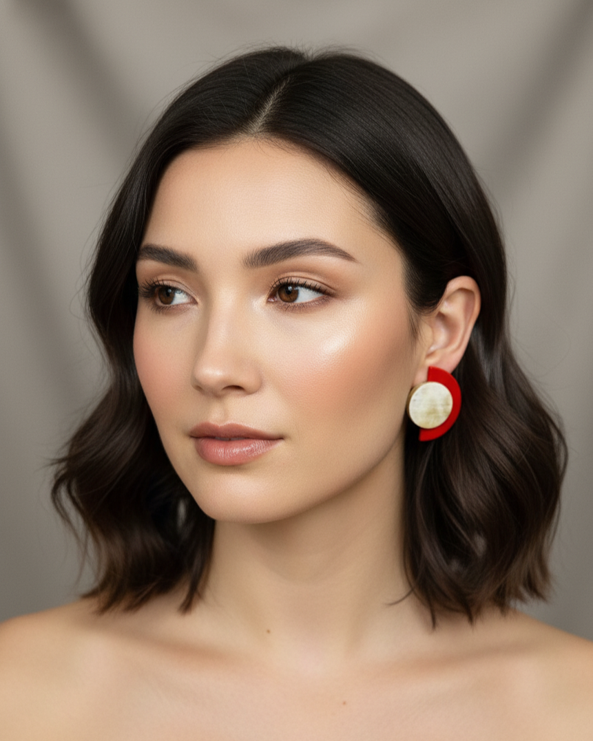 Bông tai nụ sơn mài cánh quạt thời trang Hity