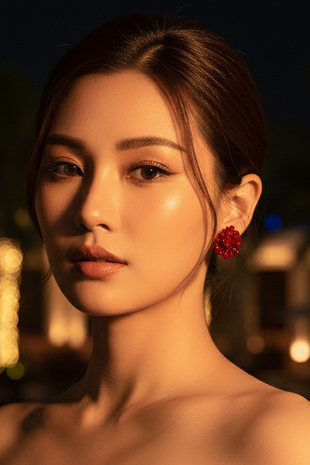 Bông tai nụ hoa đỏ thời trang Hity