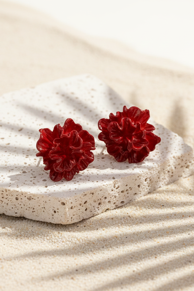 Bông tai nụ hoa đỏ thời trang Hity