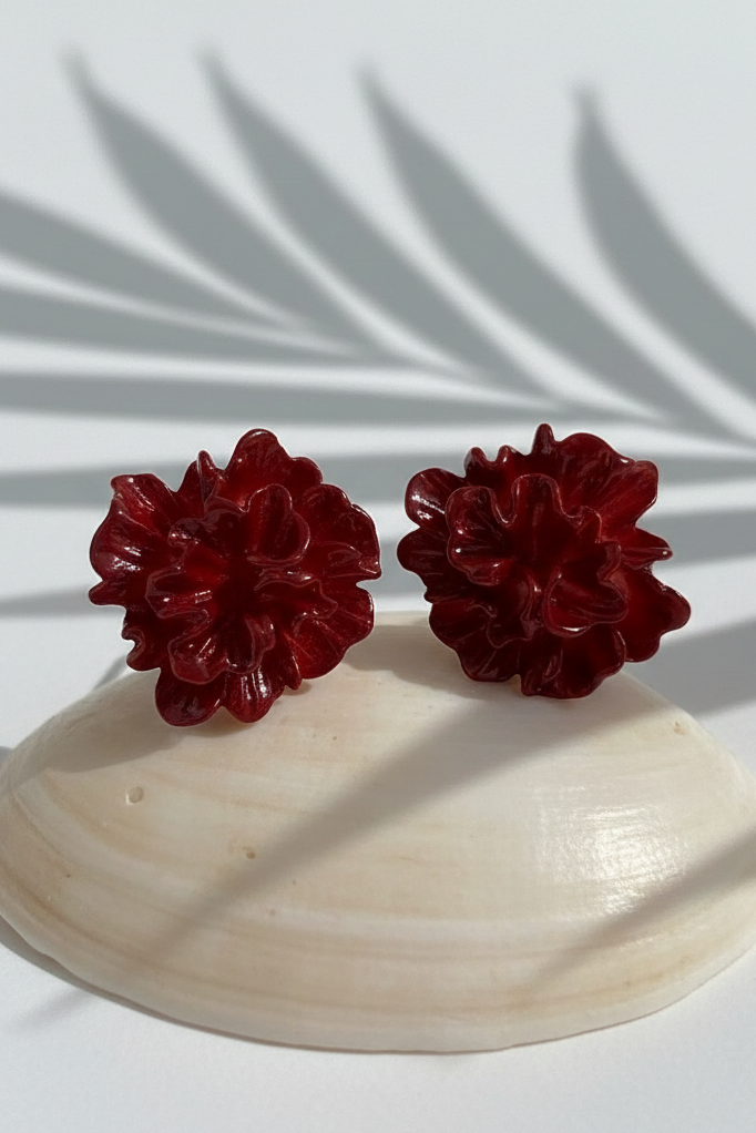 Bông tai nụ hoa đỏ thời trang Hity