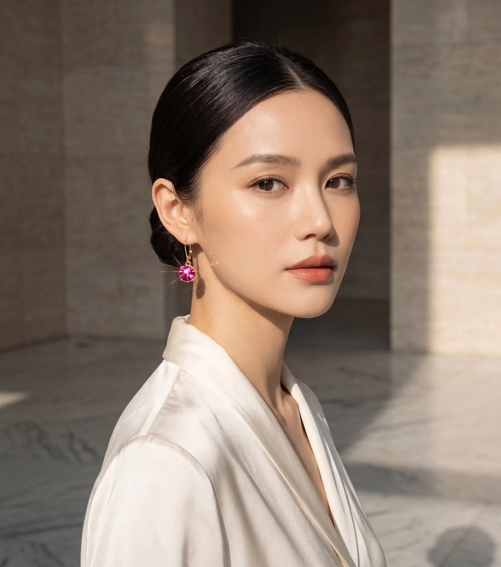 Bông tai pha lê hồng sen Swarovski thời trang Hity