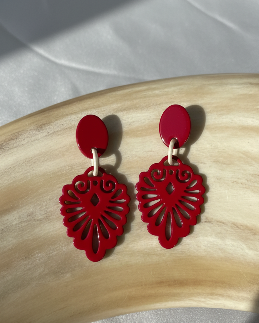 Bông tai sơn mài hoạ tiết Á Đông thời trang Hity