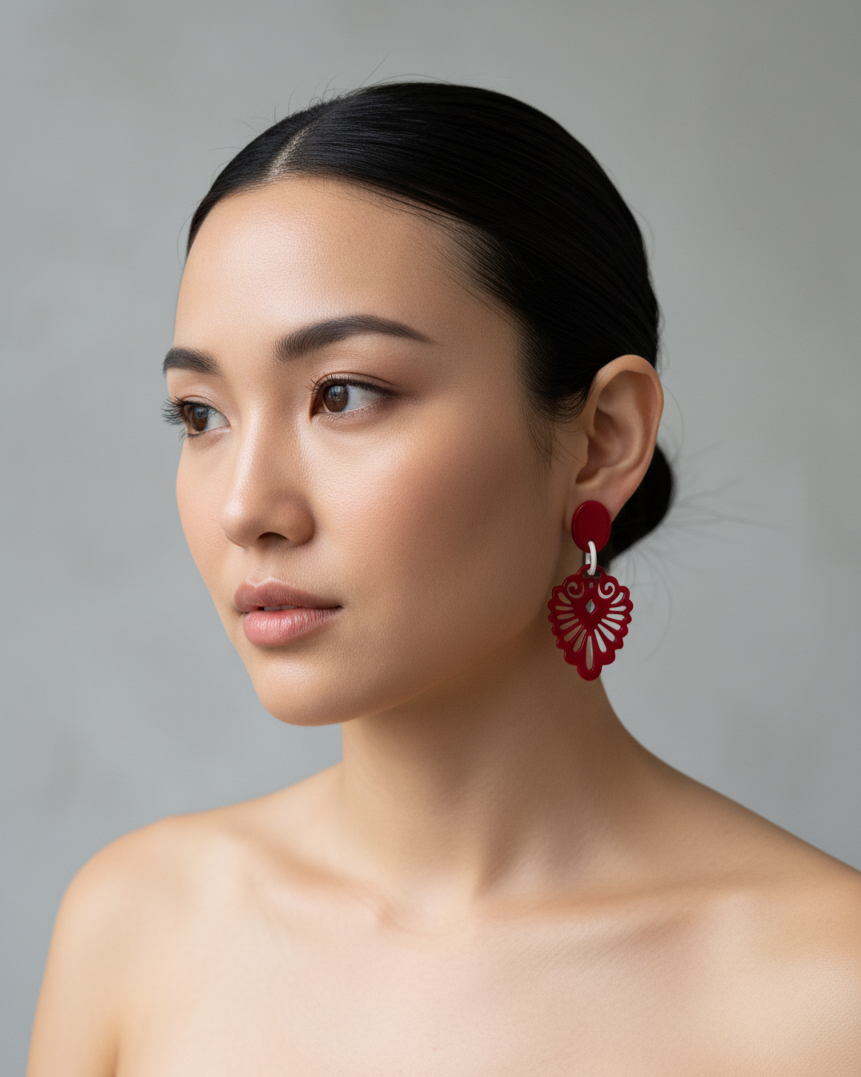 Bông tai sơn mài hoạ tiết Á Đông thời trang Hity