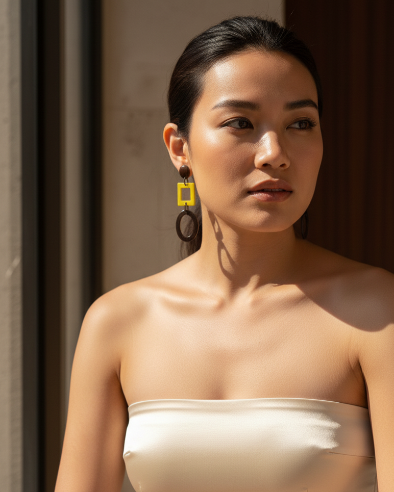 Bông tai sơn mài dáng dài thời trang Hity