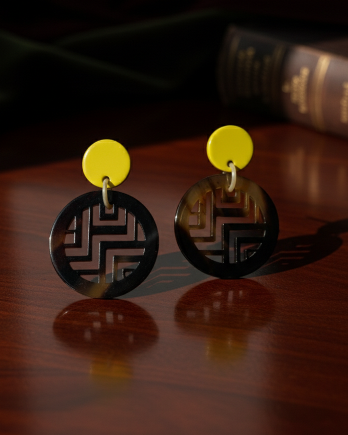 Bông tai sơn mài hoạ tiết cung đình thời trang Hity