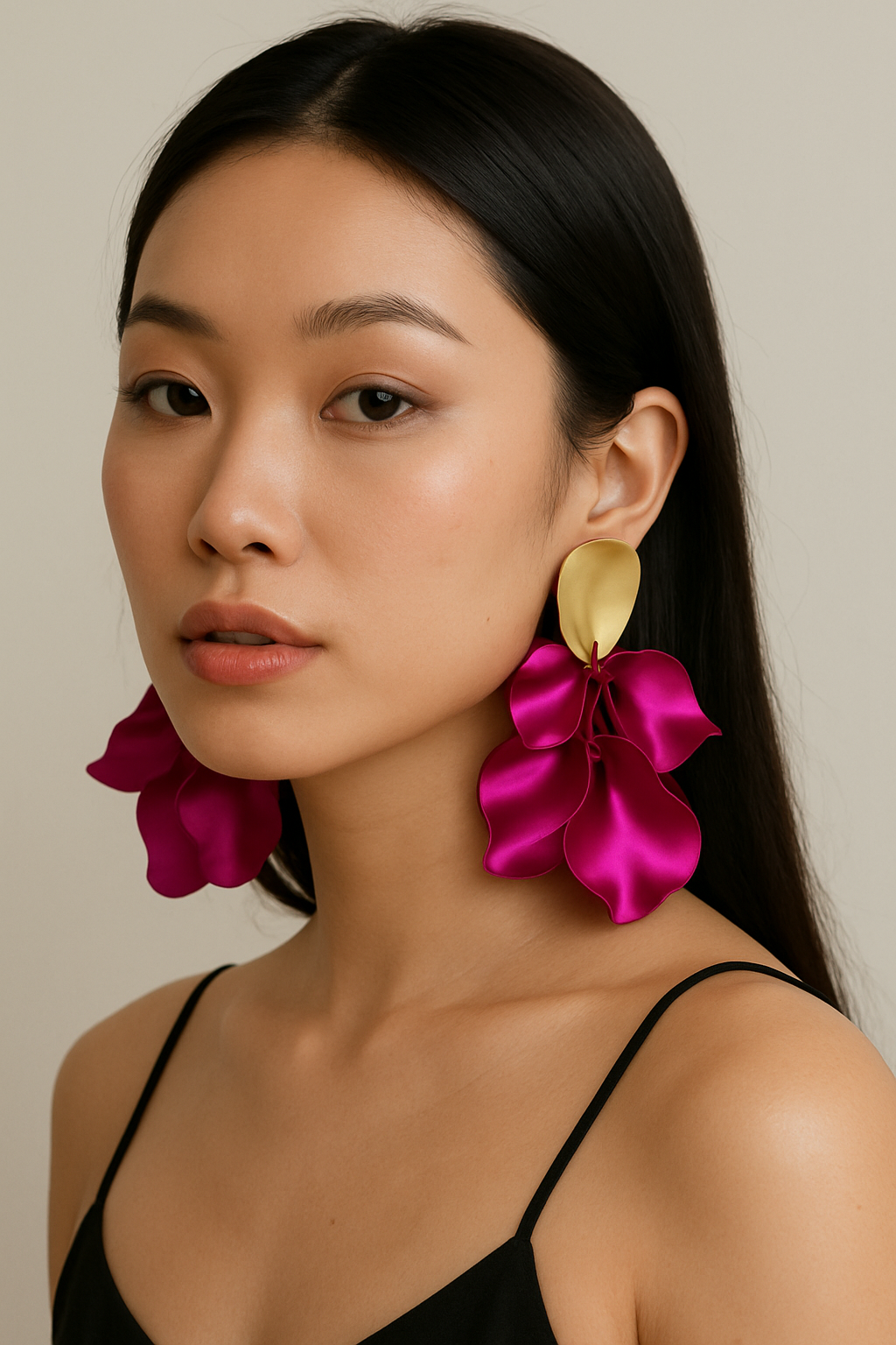 Bông tai bảng to statement hồng sen thời trang Hity