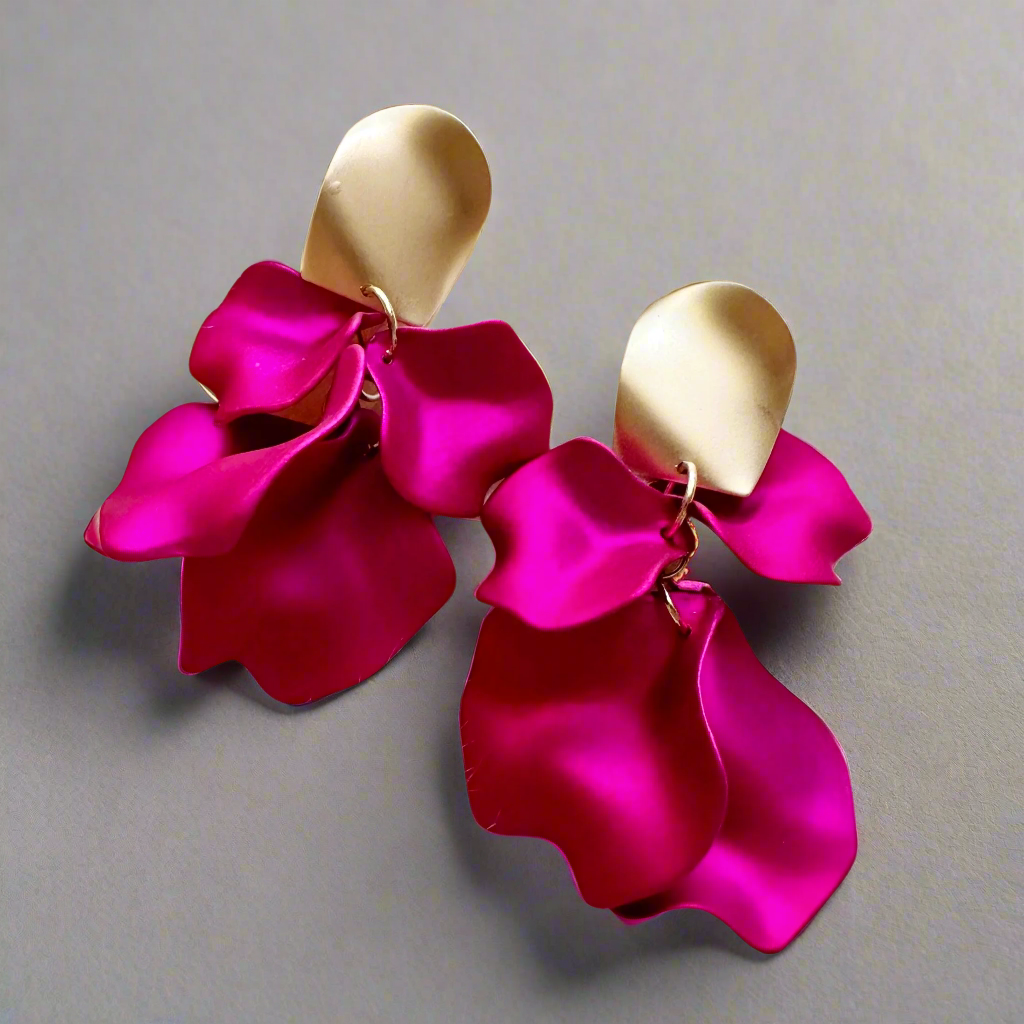 Bông tai bảng to statement hồng sen thời trang Hity