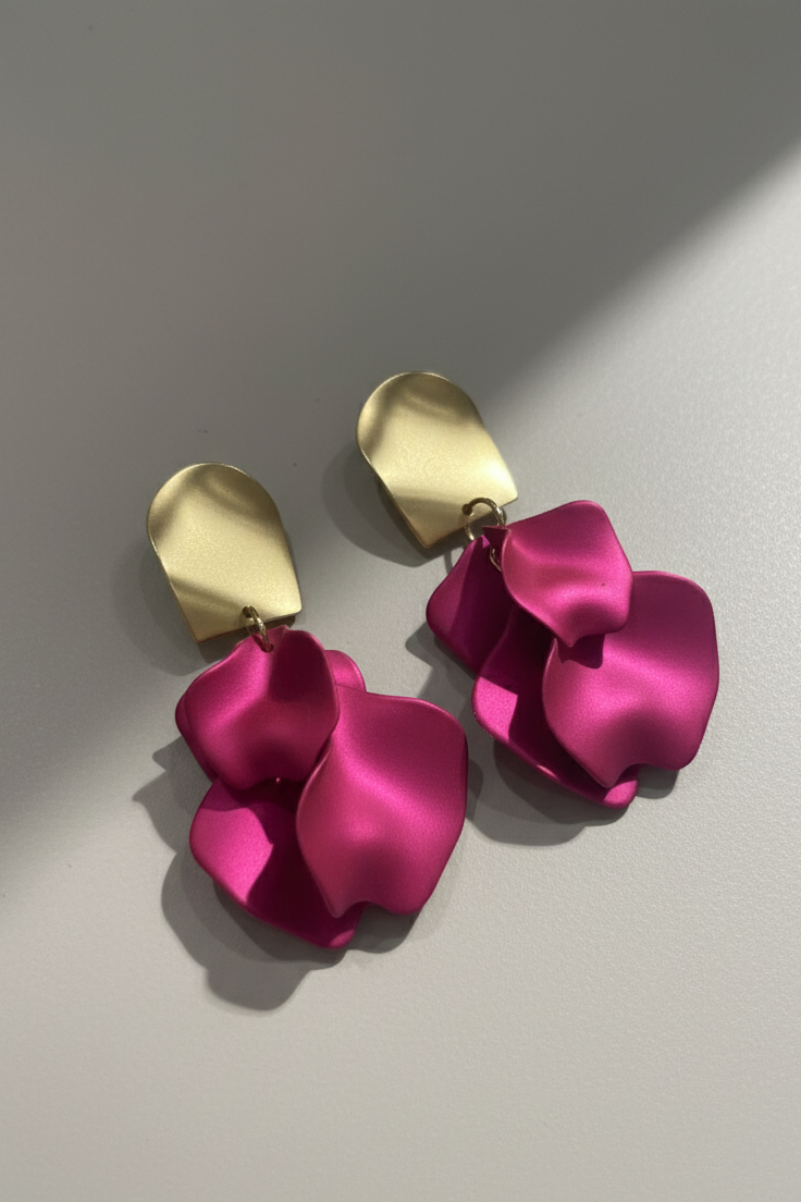 Bông tai bảng to statement hồng sen thời trang Hity