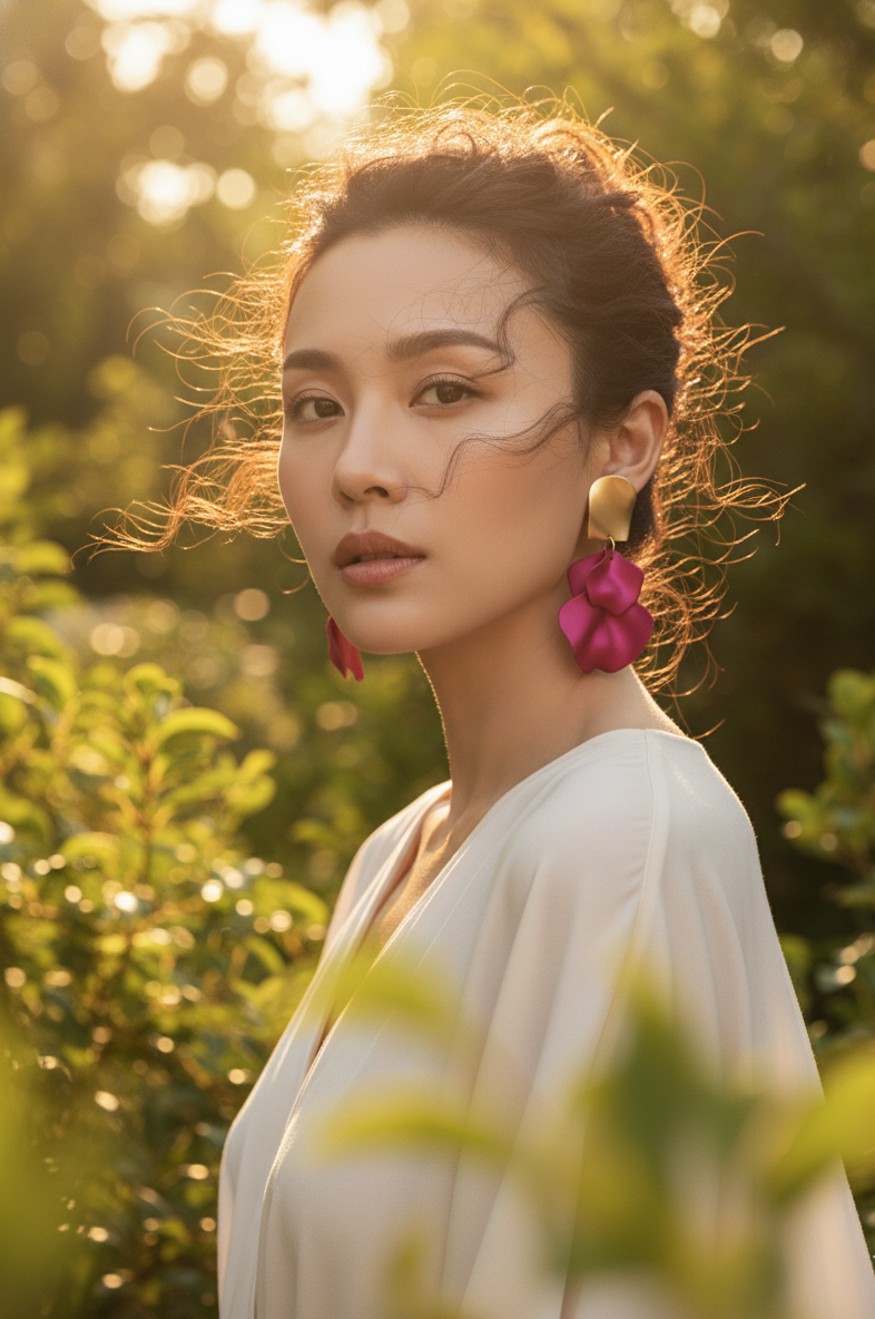 Bông tai bảng to statement hồng sen thời trang Hity