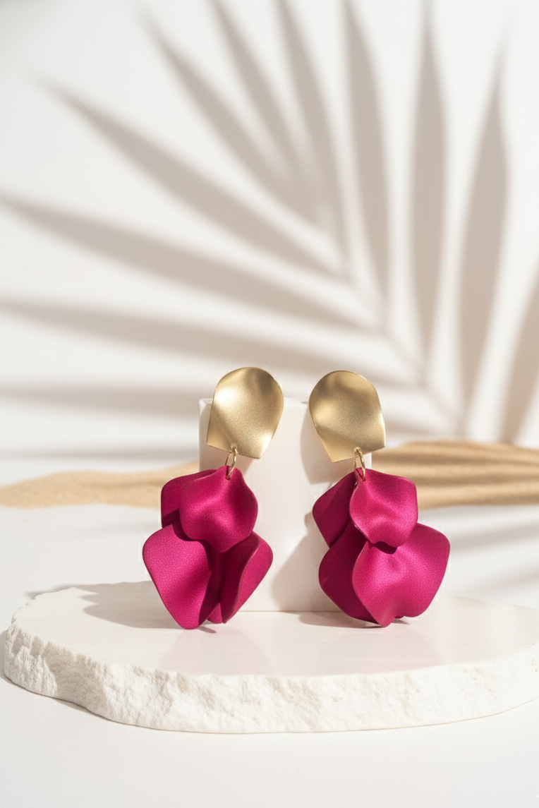 Bông tai bảng to statement hồng sen thời trang Hity