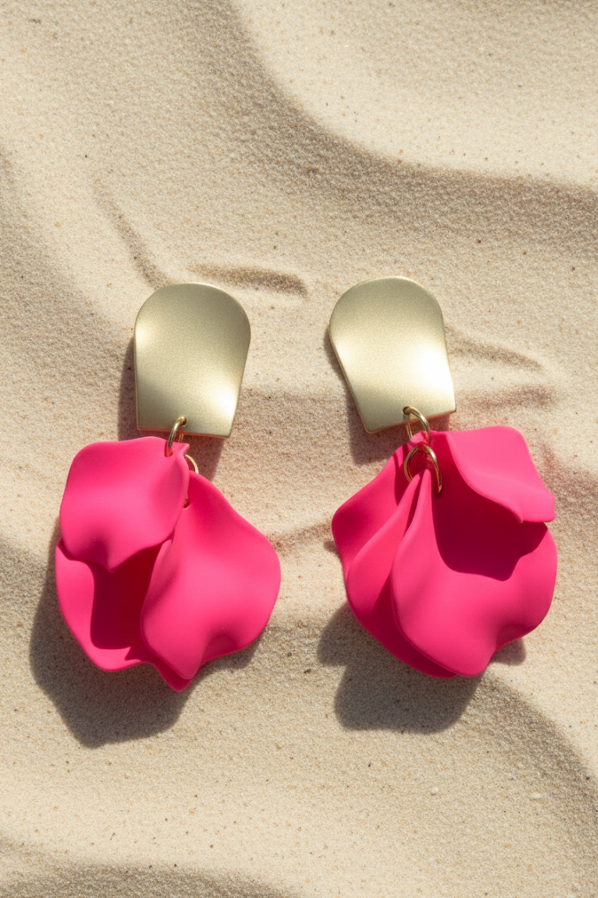 Bông tai bảng to statement hồng dạ quang thời trang Hity