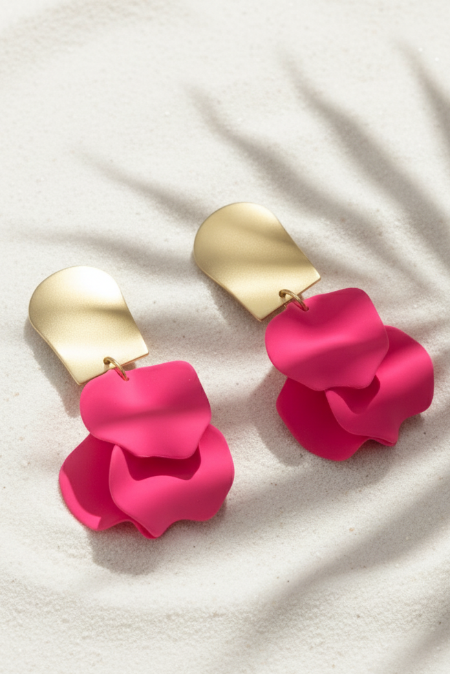 Bông tai bảng to statement hồng dạ quang thời trang Hity