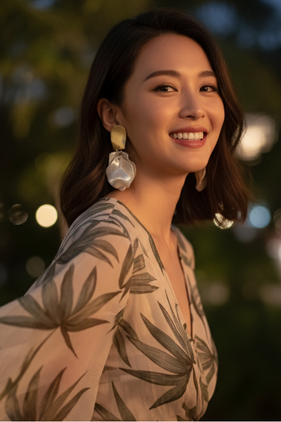 Bông tai statement bảng to màu trắng thời trang Hity