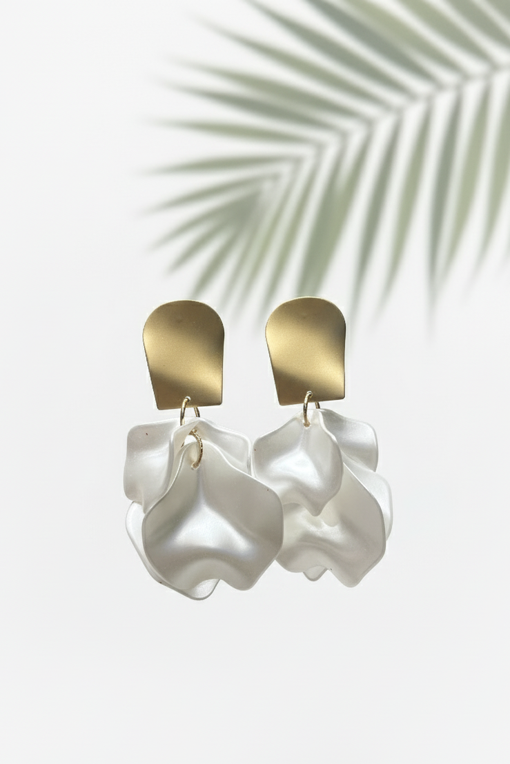 Bông tai statement bảng to màu trắng thời trang Hity