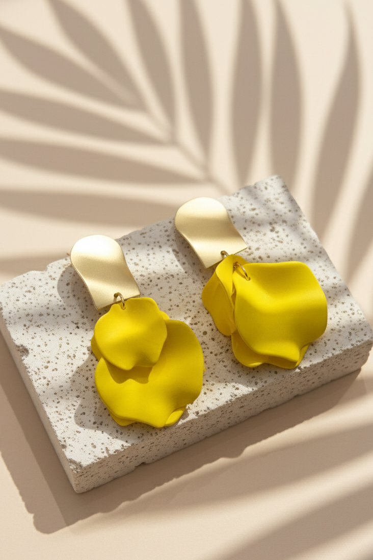 Bông tai bảng to vàng nắng tropical lifestyle thời trang Hity