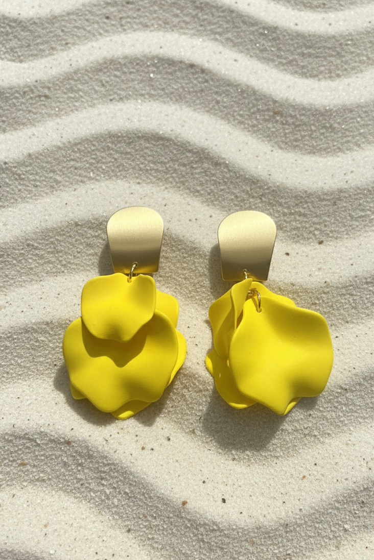 Bông tai bảng to vàng nắng tropical lifestyle thời trang Hity