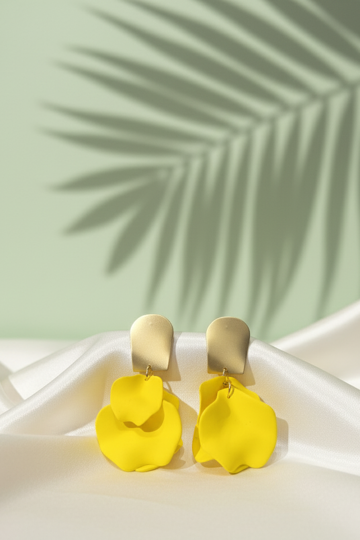 Bông tai bảng to vàng nắng tropical lifestyle thời trang Hity