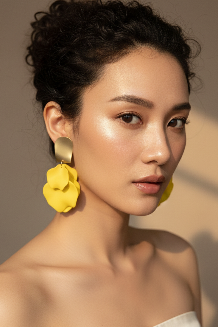 Bông tai bảng to vàng nắng tropical lifestyle thời trang Hity