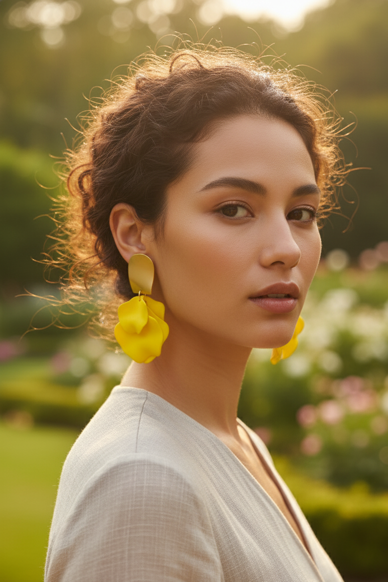 Bông tai bảng to vàng nắng tropical lifestyle thời trang Hity