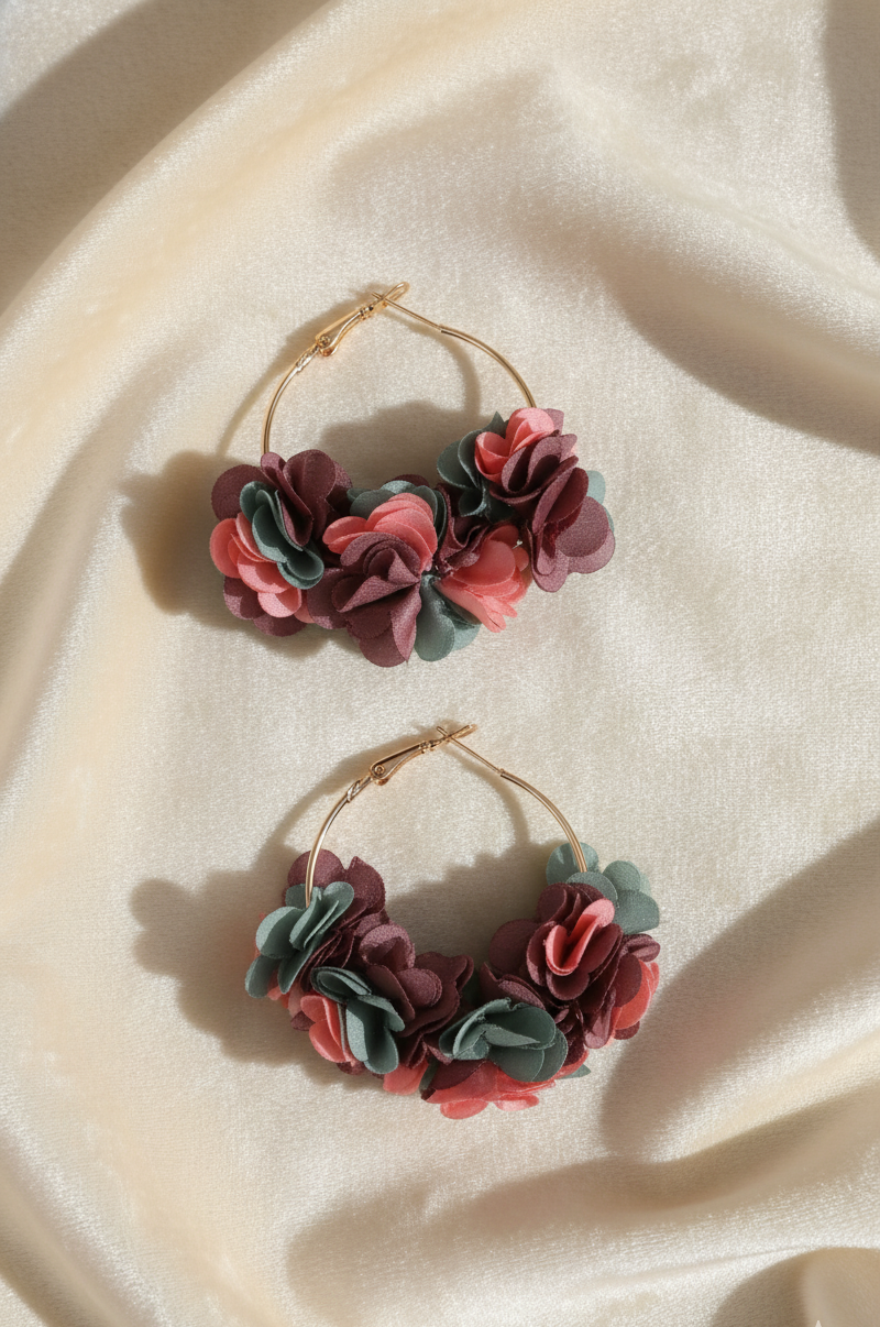 Bông tai tròn đính cánh hoa đa sắc thời trang Hity