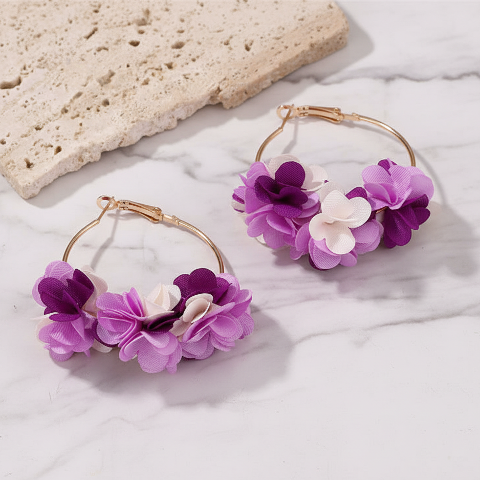 Bông tai tròn cánh hoa tím thời trang Hity