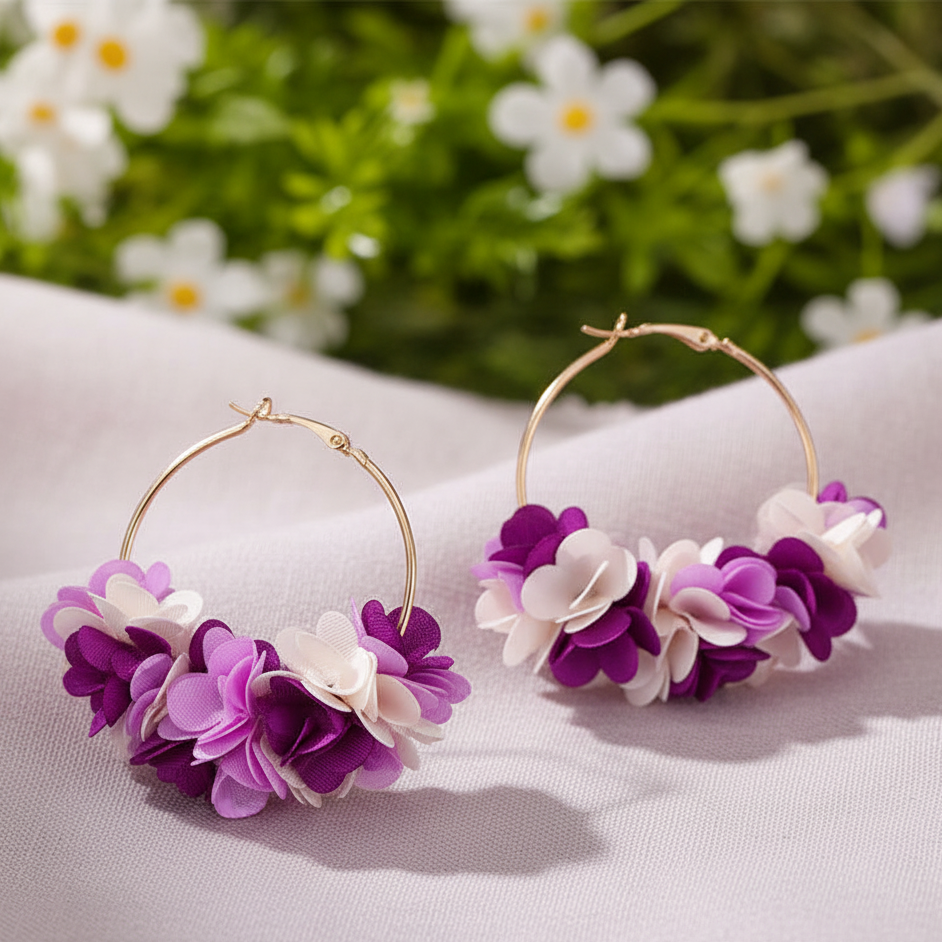 Bông tai tròn cánh hoa tím thời trang Hity