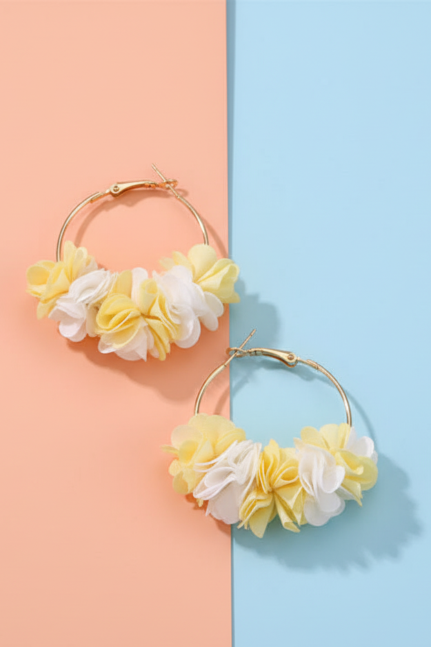 Bông tai tròn hoop cánh hoa vàng thời trang Hity