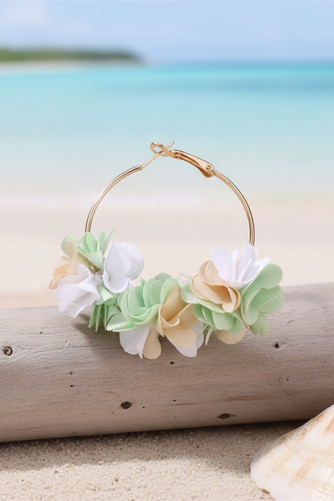 Bông tai tròn hoa xanh thời trang Hity