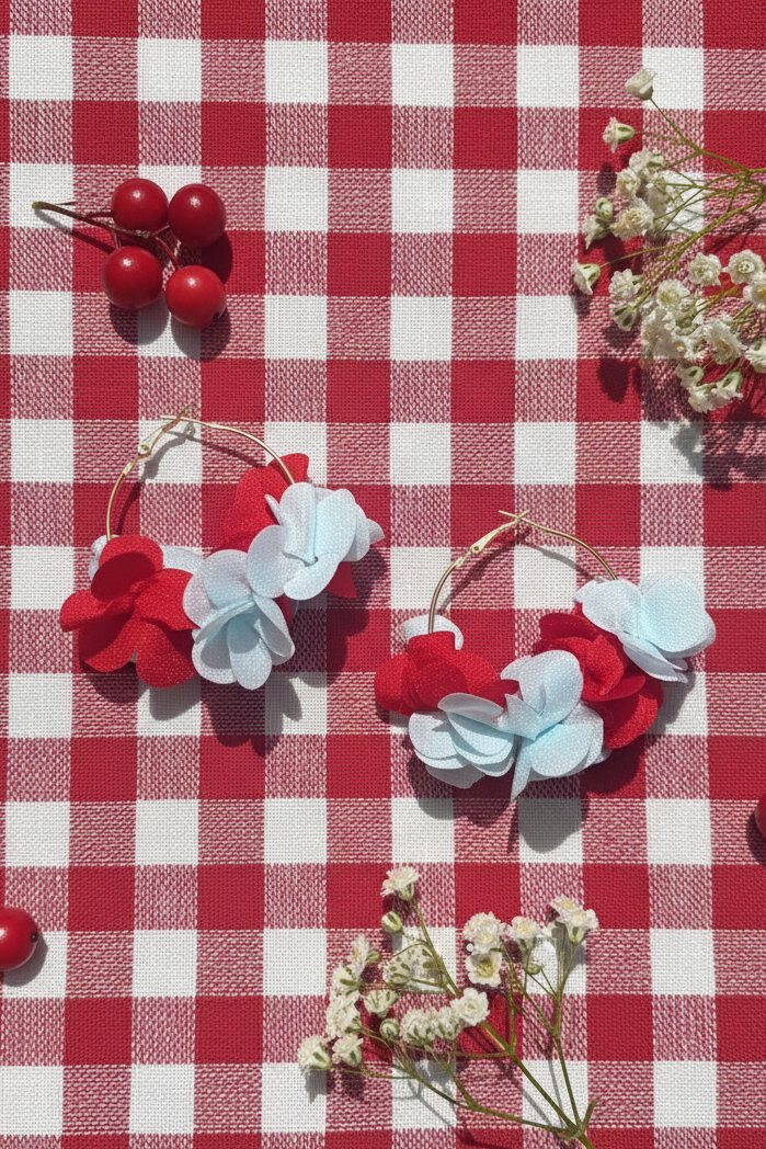 Bông tai tròn cánh hoa đỏ thời trang Hity