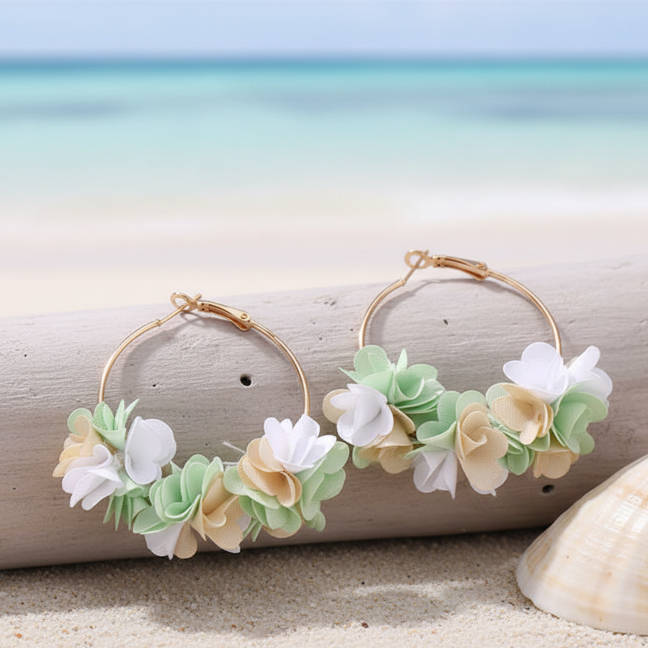 Bông tai tròn hoa xanh thời trang Hity