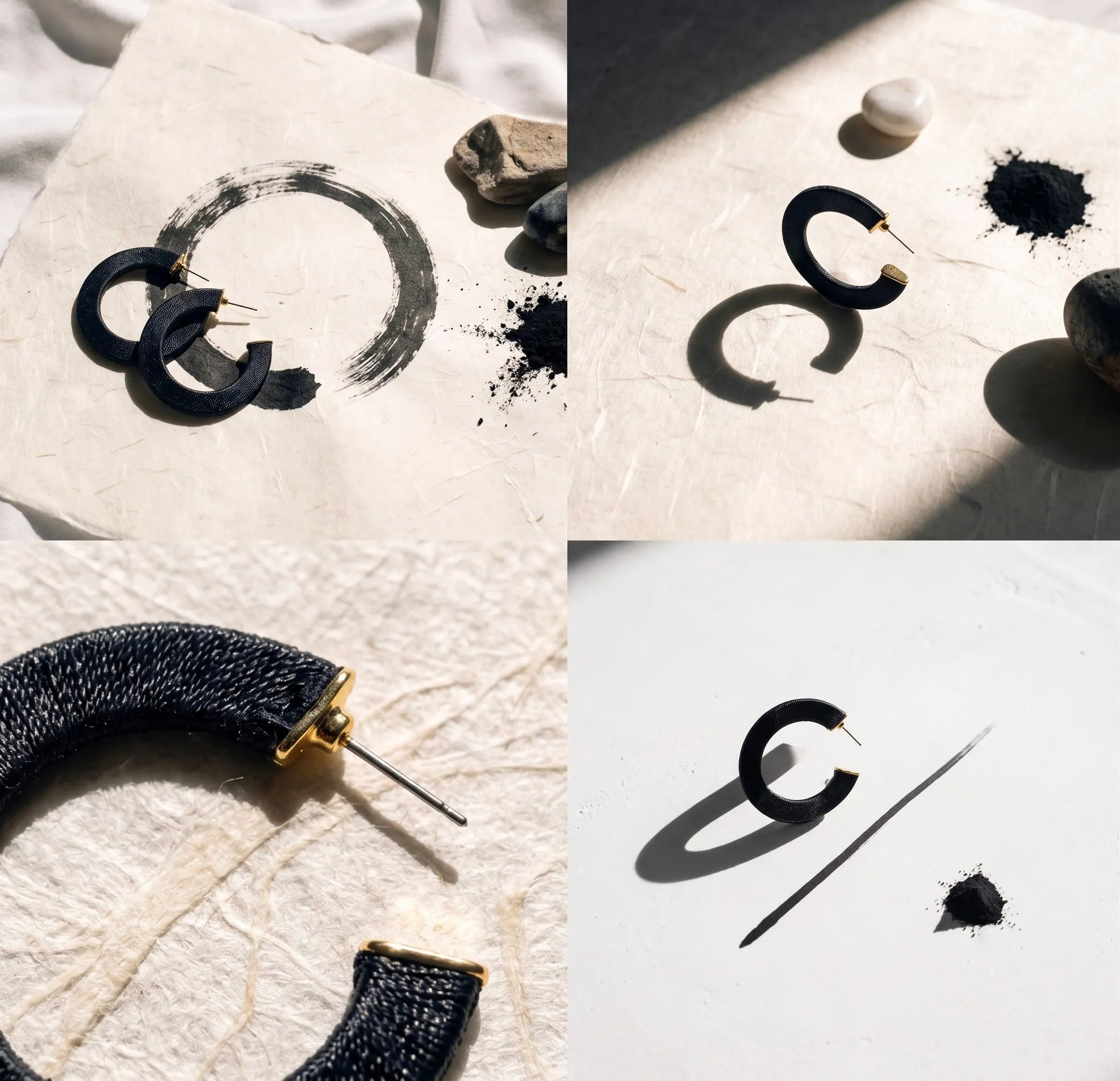 Bông tai handmade thủ công cuộn chỉ đen thời trang Hity