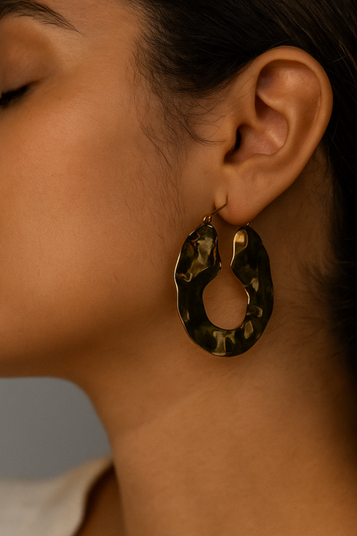 Bông tai tròn gợn sóng thời trang Hity