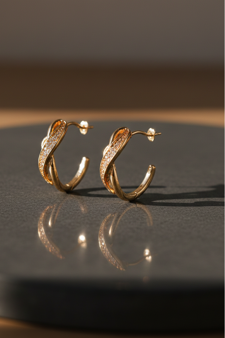 Bông tai tròn xoắn mạ vàng thời trang Hity