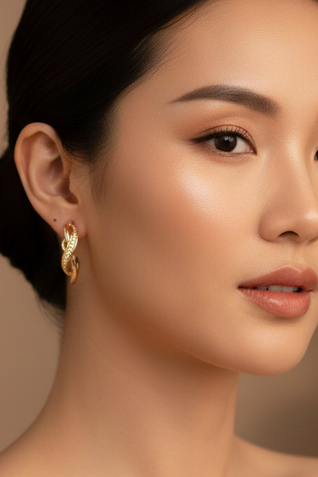 Bông tai tròn xoắn mạ vàng thời trang Hity