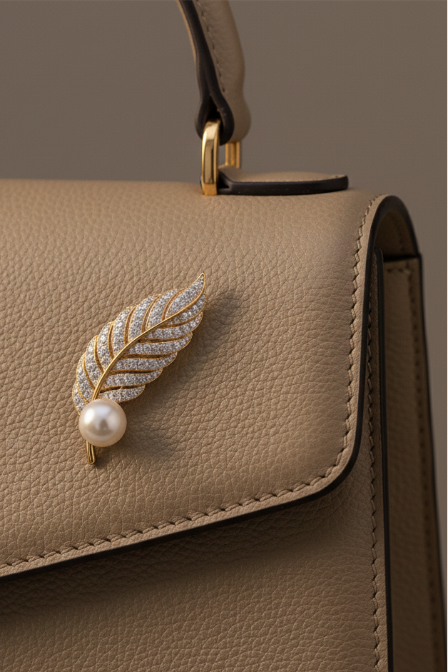 Cài áo lông vũ đính ngọc trai baroque thời trang Hity