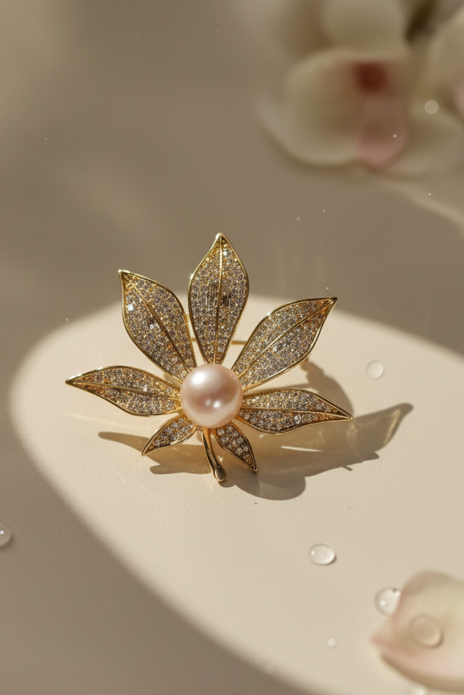 Cài áo vest đính ngọc trai baroque thời trang Hity