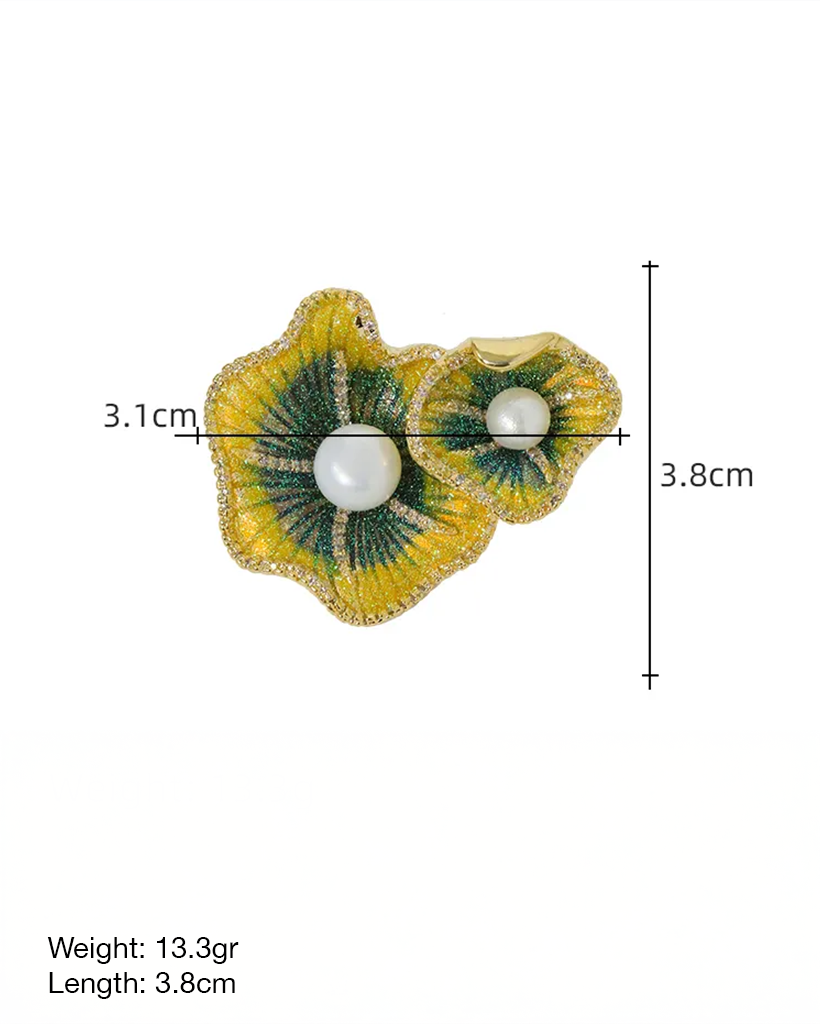 Cài áo lá sen đính ngọc trai baroque thời trang Hity