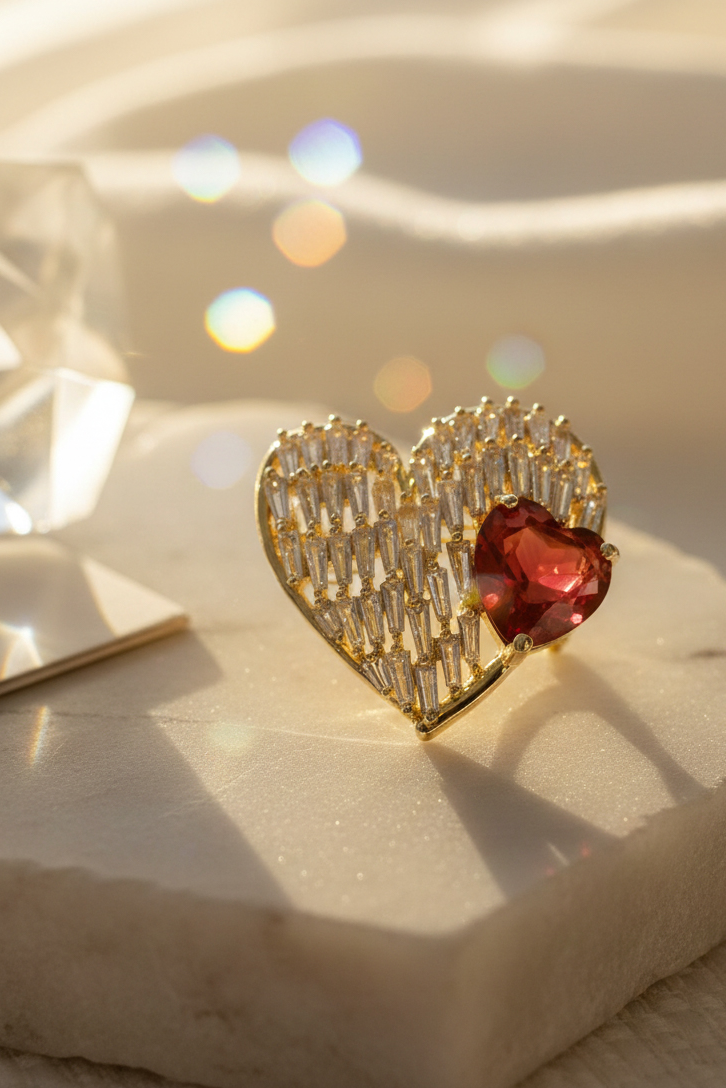 Cài áo trái tim đính pha lê thời trang Hity