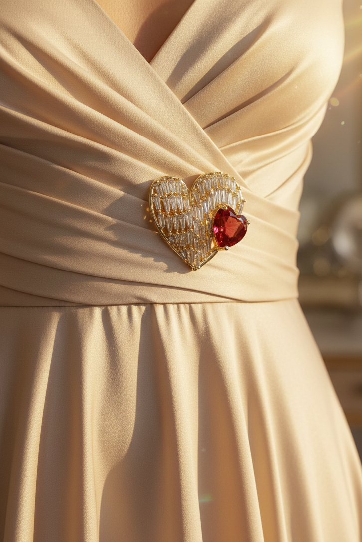 Cài áo trái tim đính pha lê thời trang Hity