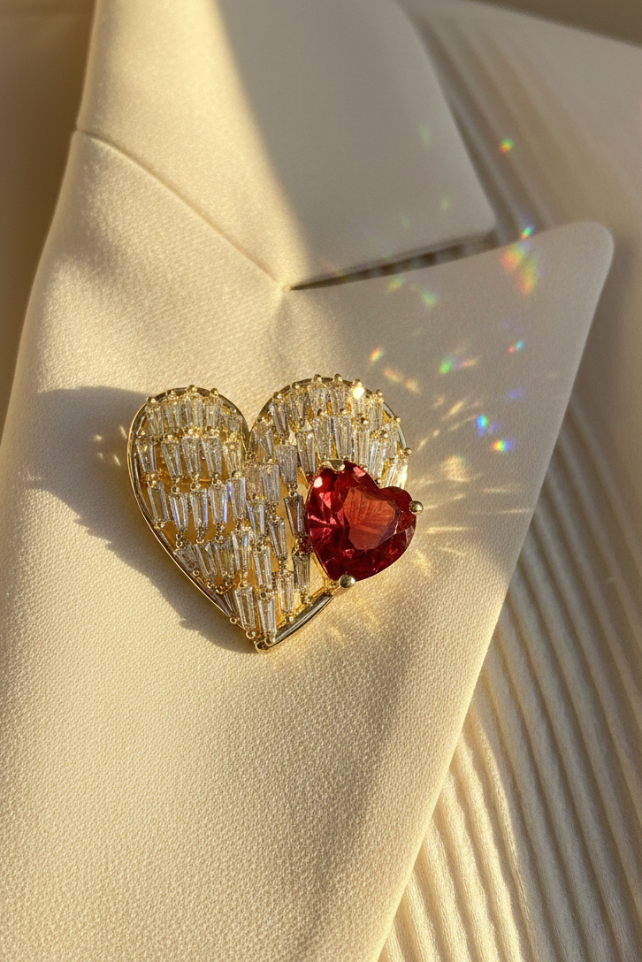 Cài áo trái tim đính pha lê thời trang Hity