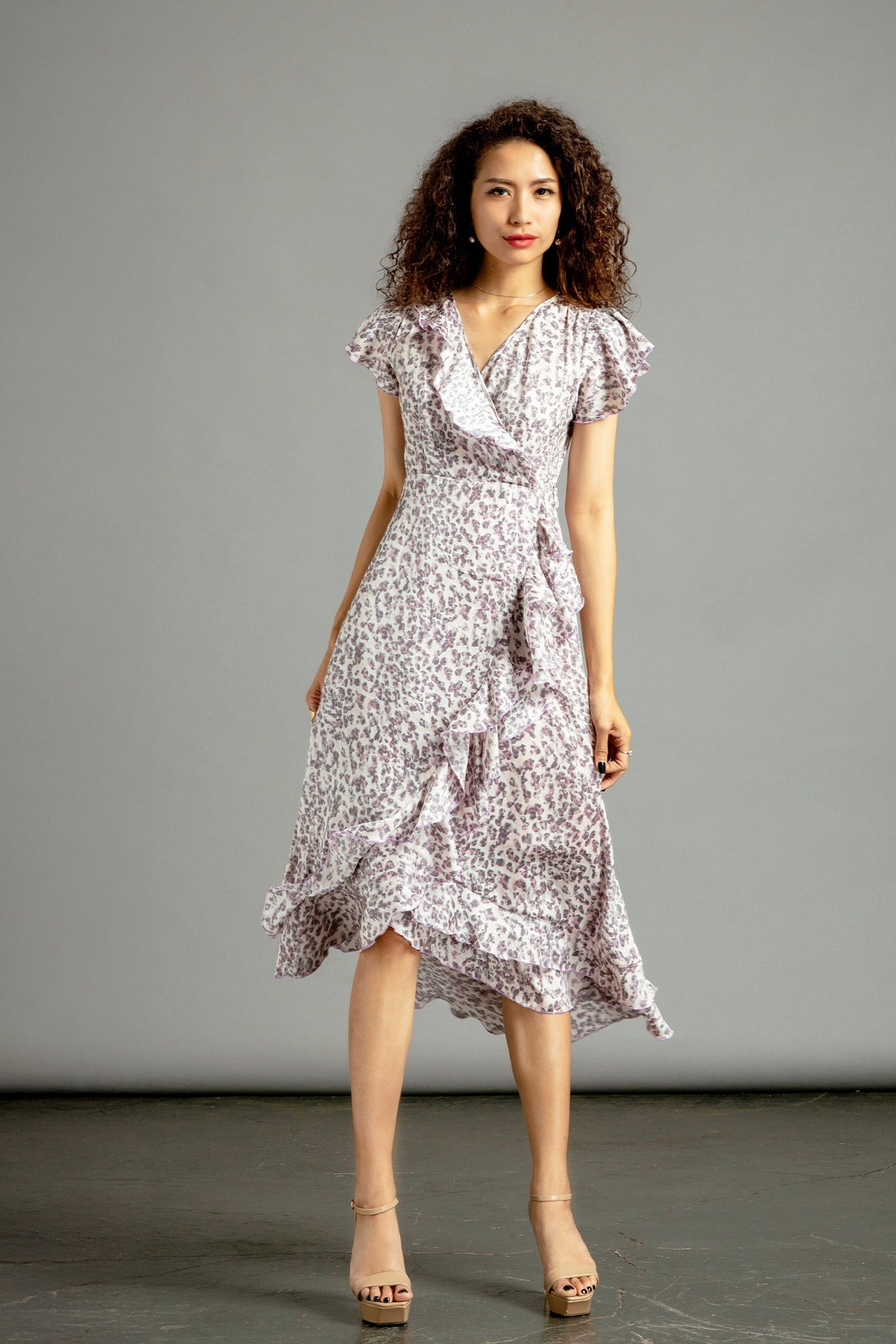 Đầm đắp vạt lụa satin da beo thời trang Hity