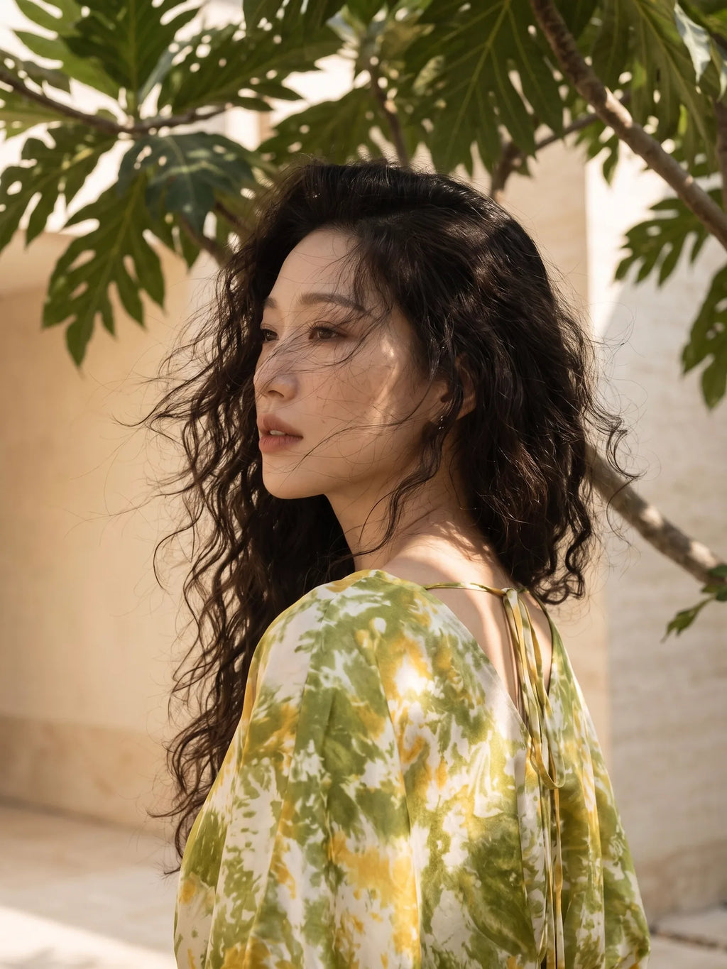 Đầm kaftan lụa tơ tằm nhuộm loang tie-dye thời trang Hity