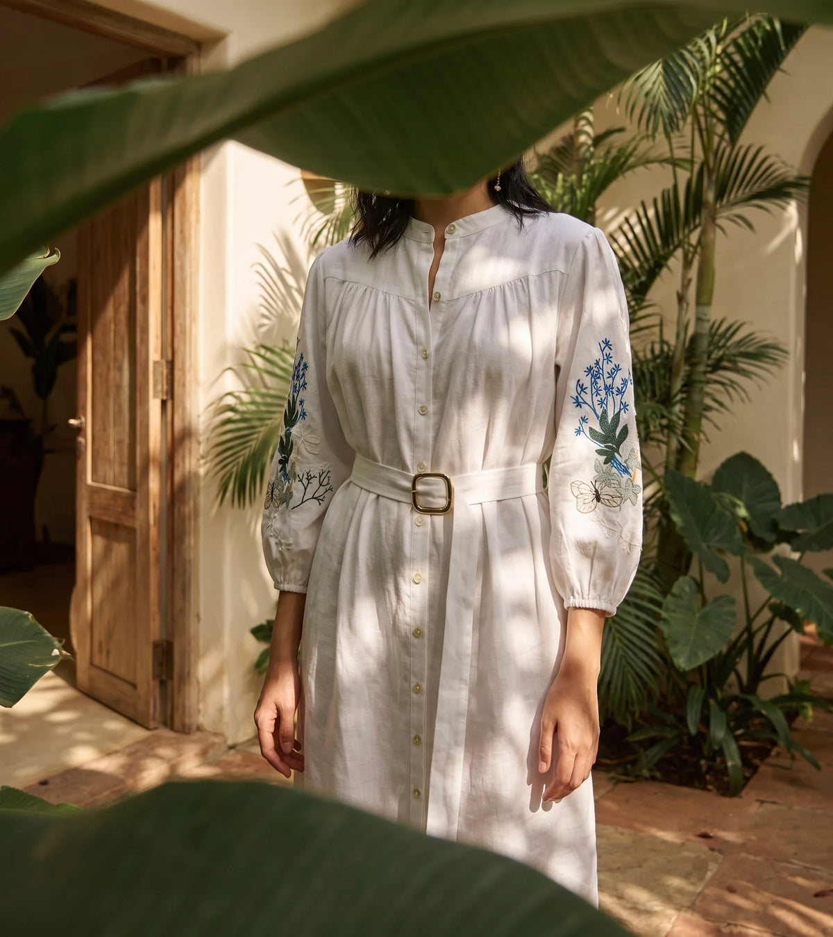 Đầm suông linen trắng thêu tay Mơ thời trang Hity