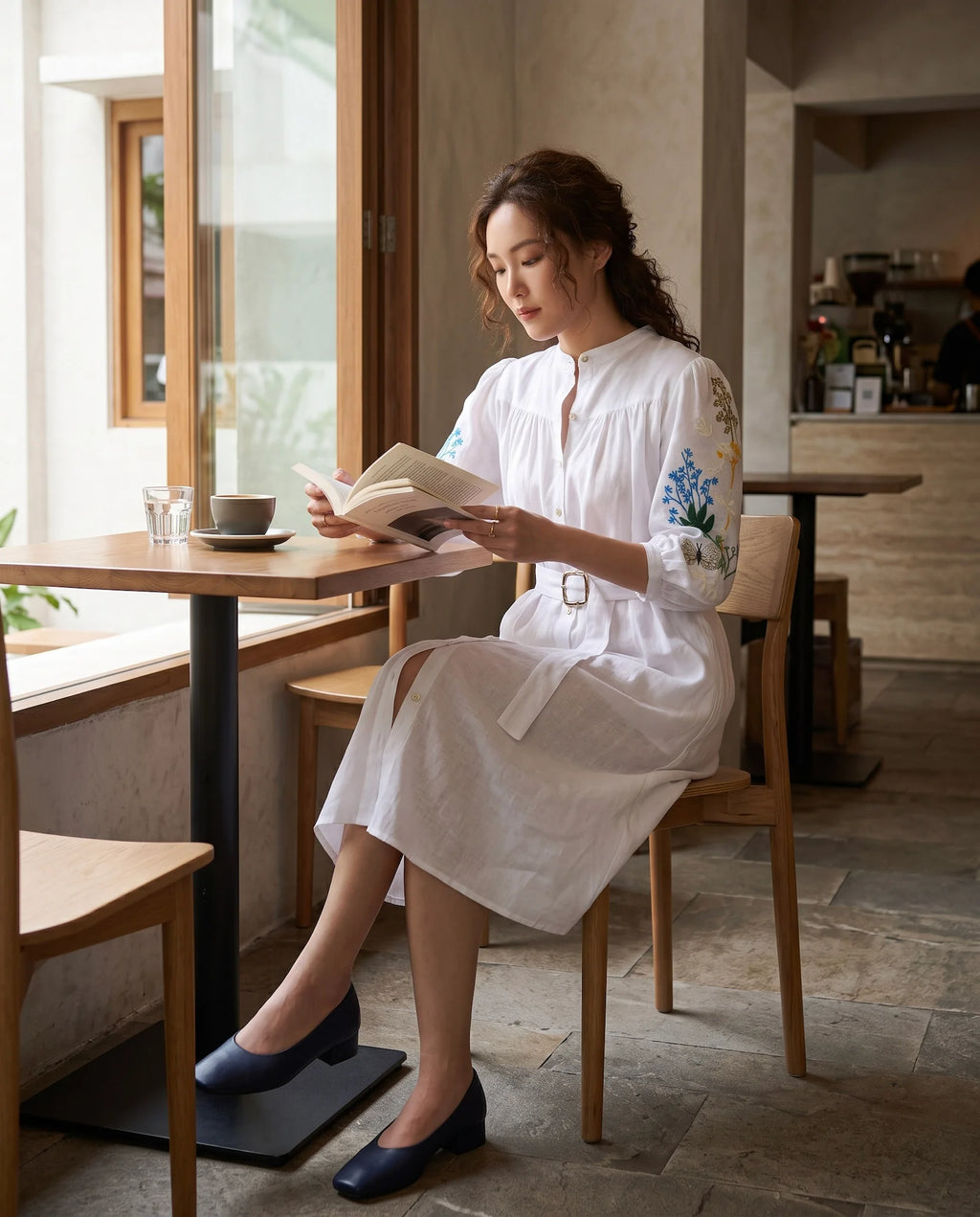 Đầm suông linen trắng thêu tay Mơ thời trang Hity
