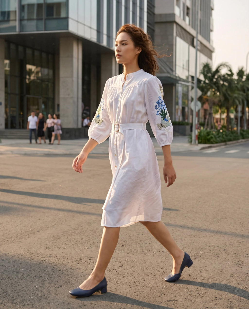 Đầm suông linen trắng thêu tay Mơ thời trang Hity