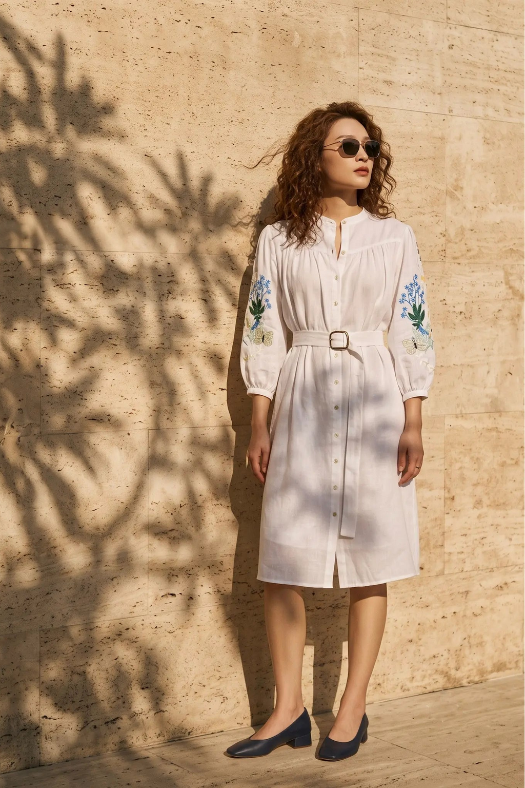 Đầm suông linen trắng thêu tay Mơ thời trang Hity