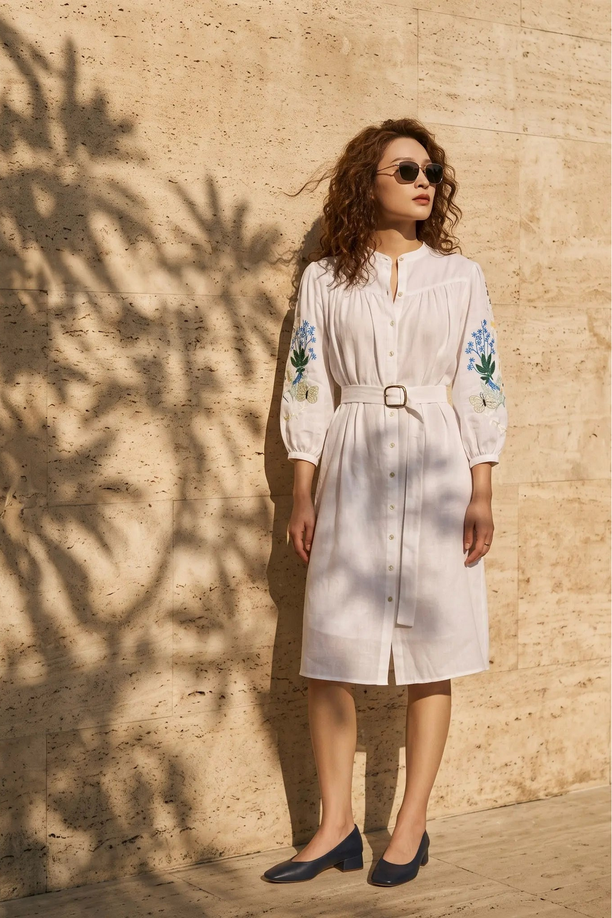 Đầm suông linen trắng thêu tay Mơ thời trang Hity